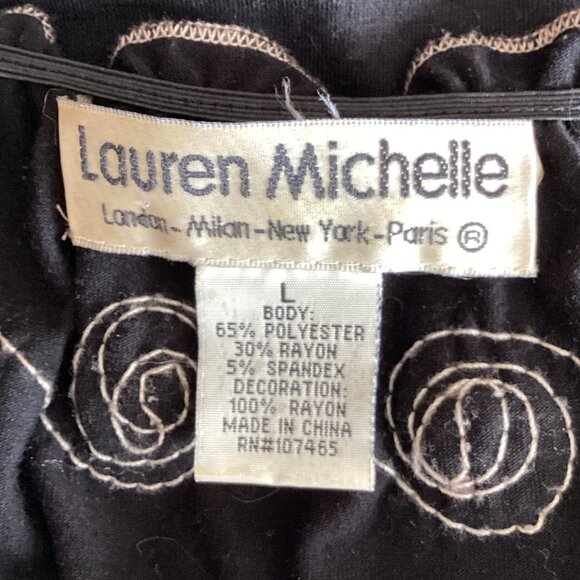 Lauren Michelle Women's Black Embroidery Top Blouse Off-The-Shoulder 3/4 Sleeve - Picture 6 of 6